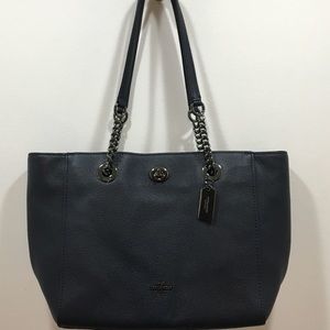 Coach Midnight Blue Handbag Marlie Turn Lock